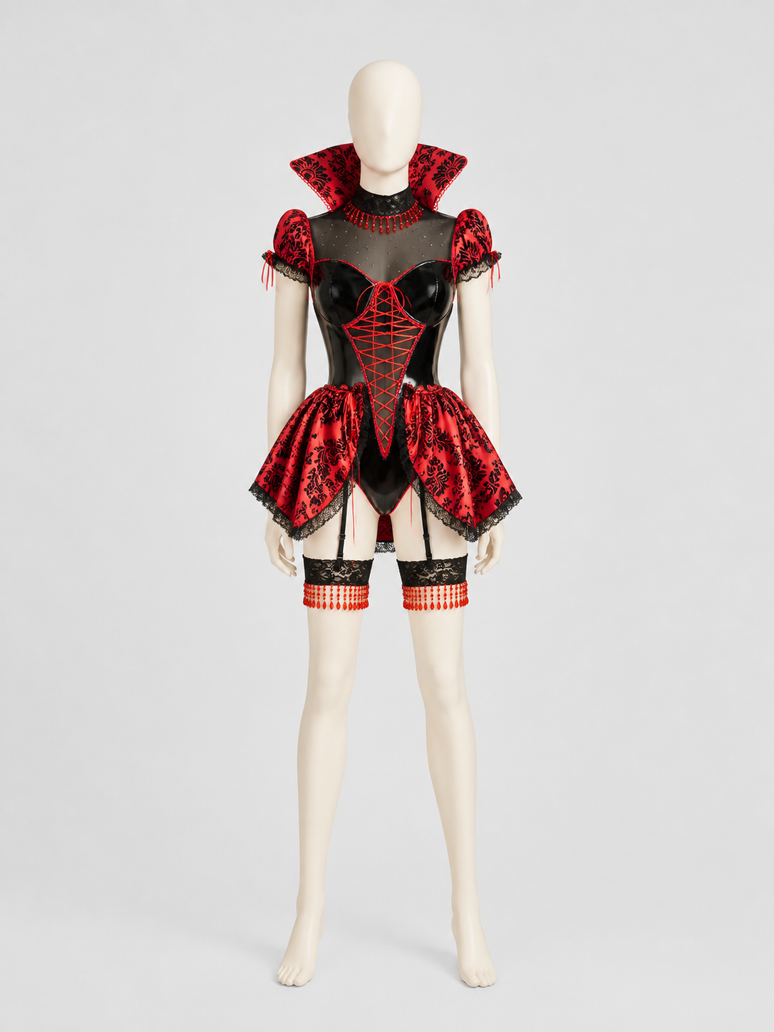 Gothic Red and Black Vampire Costume, Sizes M-XL back view