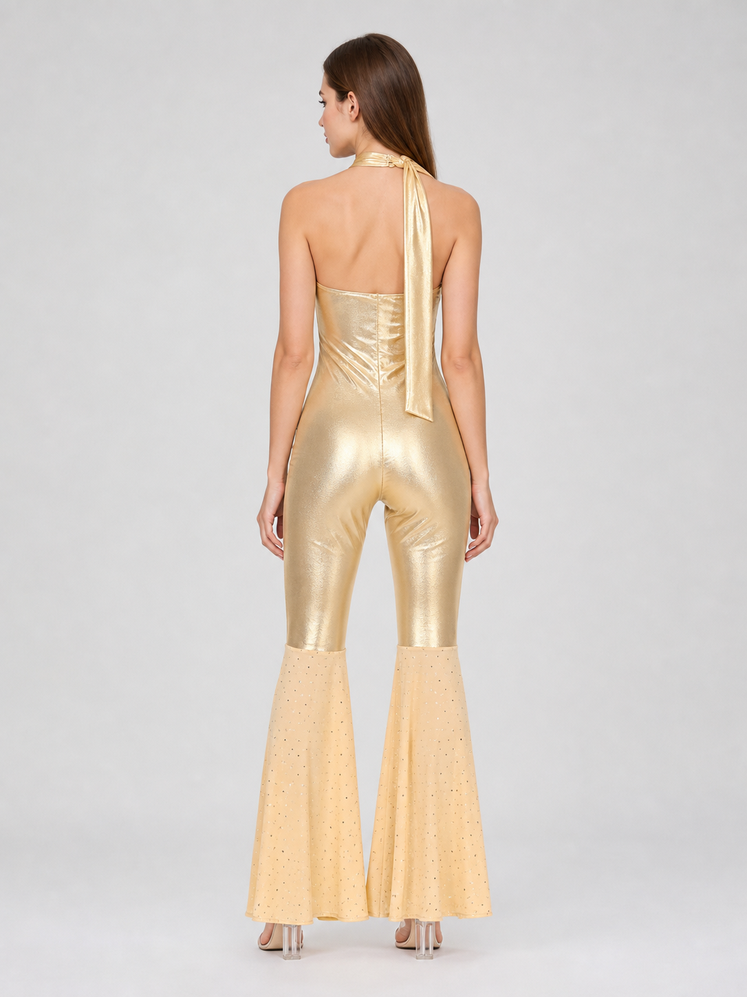 Gold-Toned Sequin Jumpsuit for Cosplay