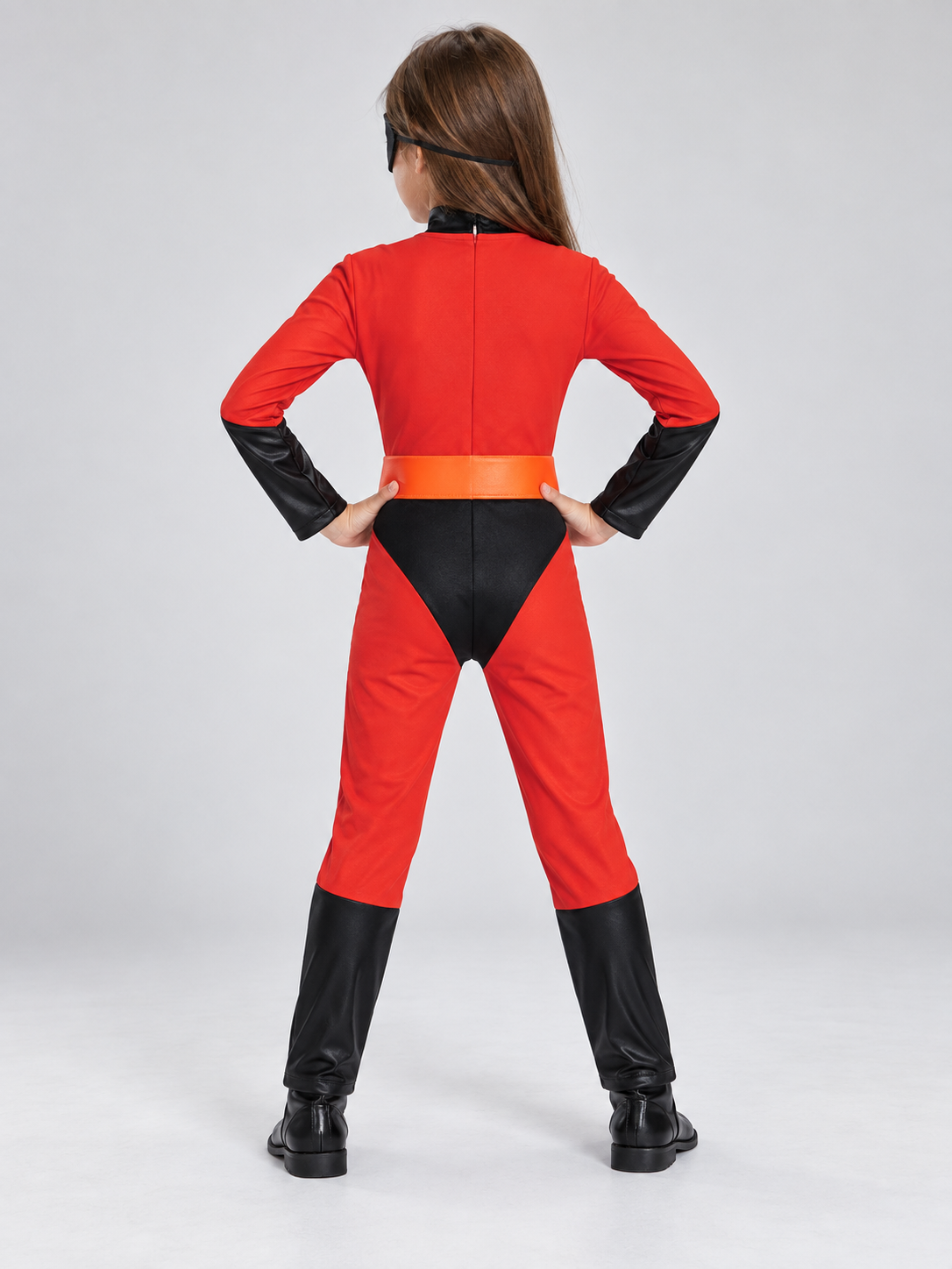 Kids' superhero carnival costume with mask and belt