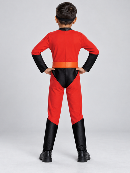 Kids' superhero costume red with mask and belt
