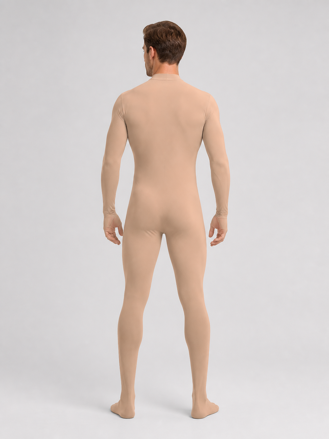 Skin-Tone, Form-Fitting Zentai Jumpsuit for Performances back view