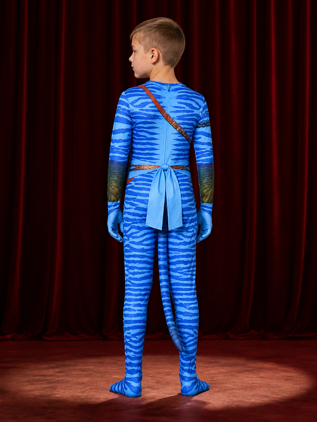 Avatar One-Piece Costume with Belt for Cosplay and Stage Performances back view