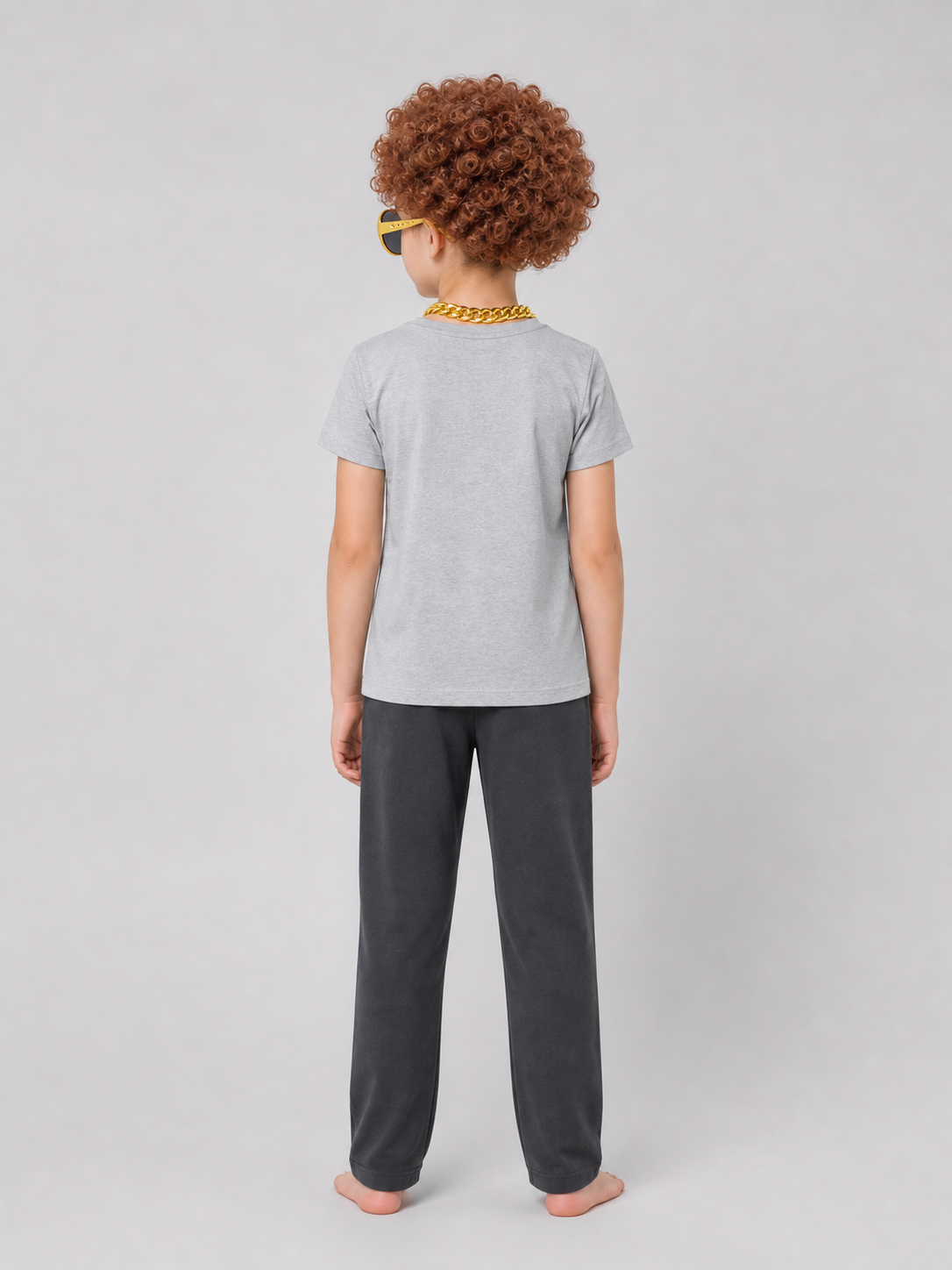 Costume accessory set: wig, glasses, chain back view
