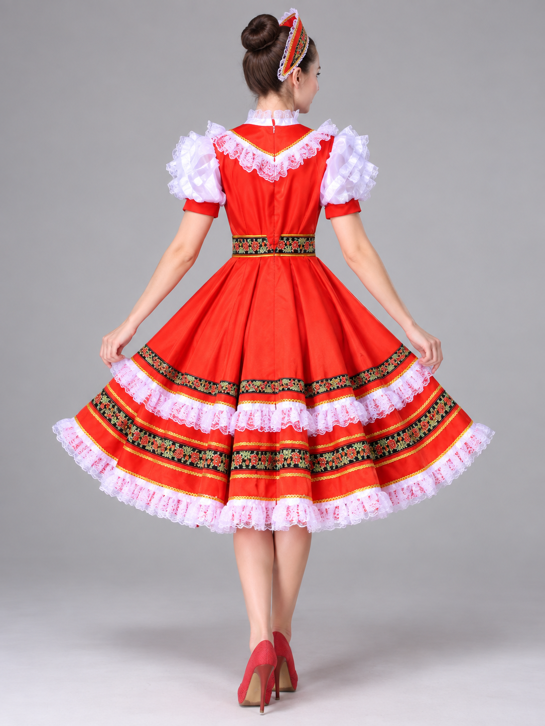 Stage costume for Russian folk dance, red