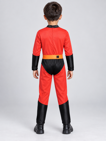 Kids' Superhero Costume Red with Mask and Belt
