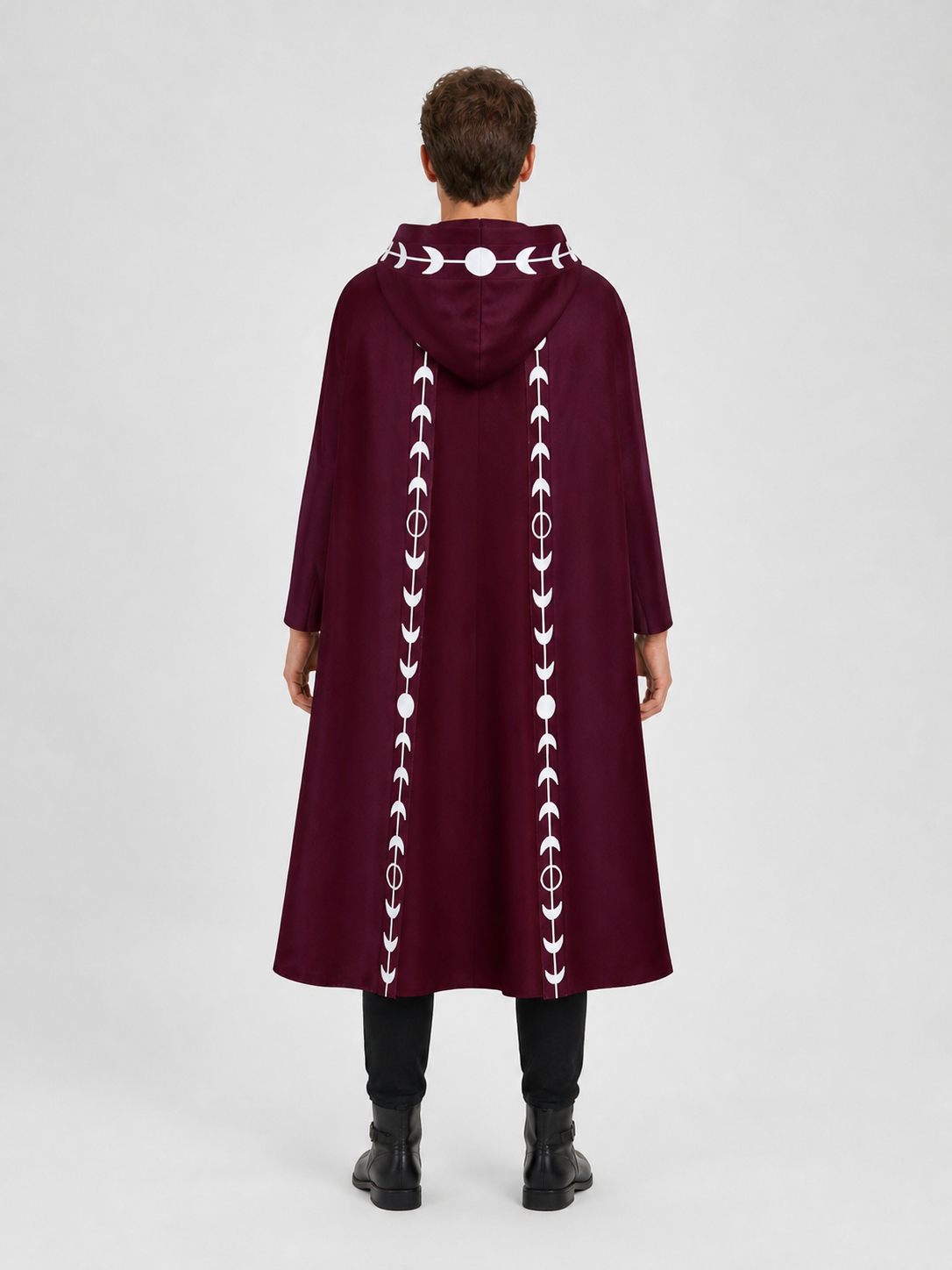 Halloween: Red Hooded Cloak of Death with Moon Pattern back view