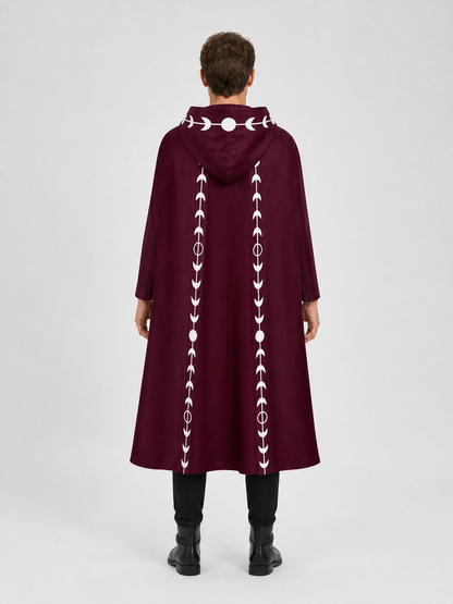Halloween: Red Hooded Cloak of Death with Moon Pattern back view