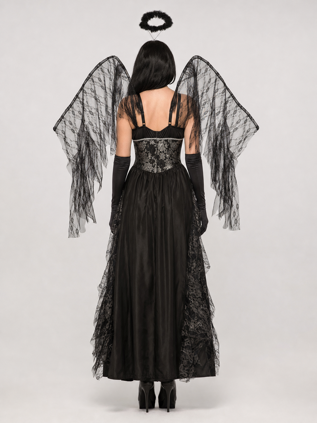 Gothic Angel Halloween Costume with Wings