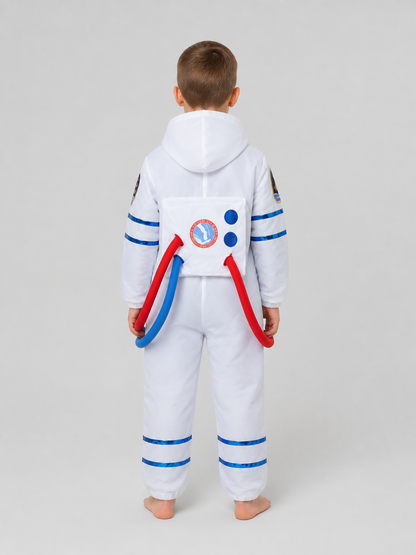 One-Piece Astronaut Costume with Clear Visor, White back view