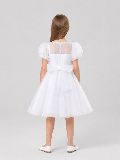 White Princess Dress for Girls with a Full Skirt