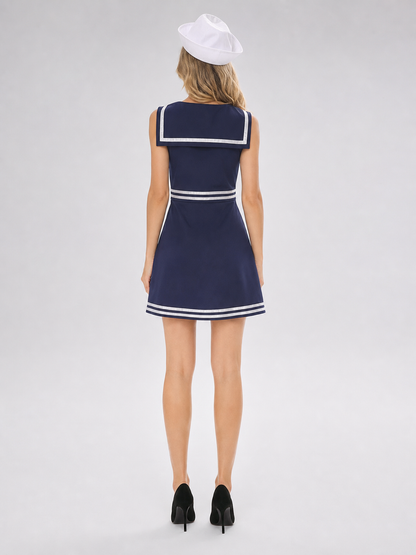 Blue Sailor-Style Dress for Cosplay and Stage