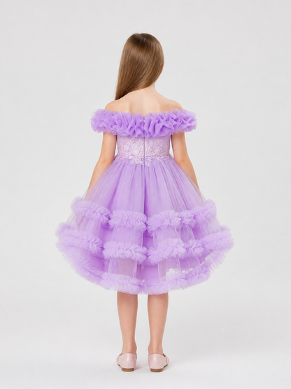 Dressy Dress with a Full Skirt, Sequins, and Ruffles