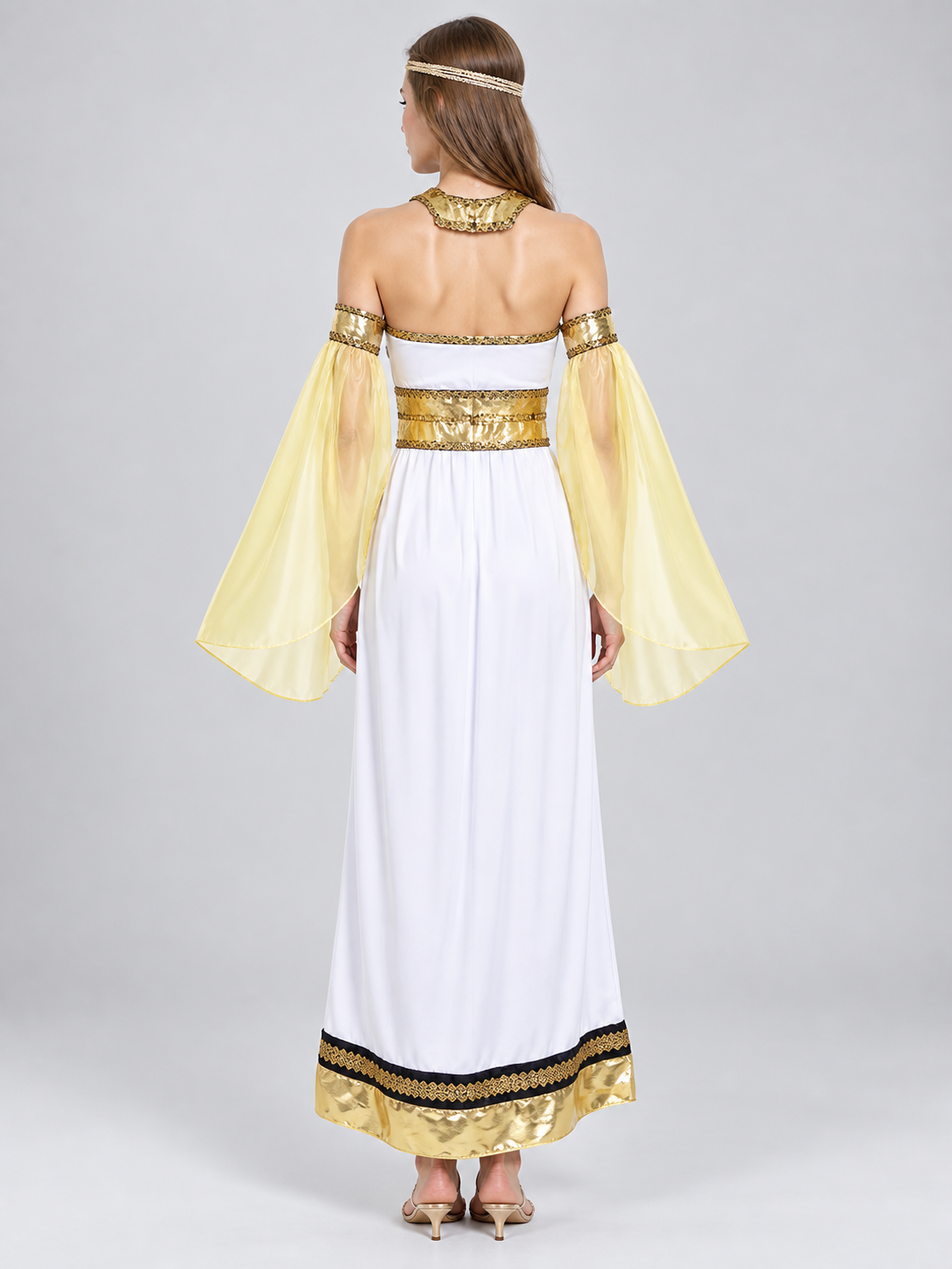 Antique-Style Costume with Yellow Sleeves back view