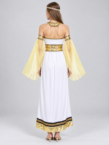 Antique-Style Costume with Yellow Sleeves back view