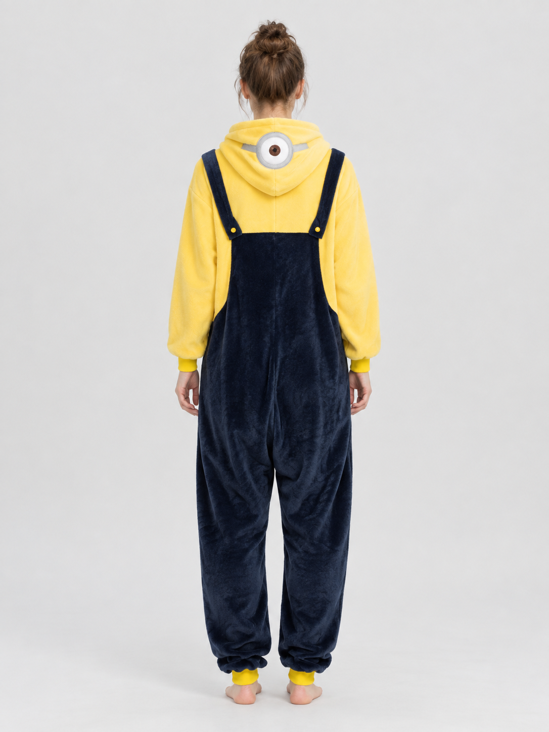 Flannel Hooded Pajama Jumpsuit with Appliqué