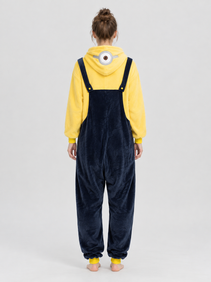 Flannel Hooded Pajama Jumpsuit with Appliqué