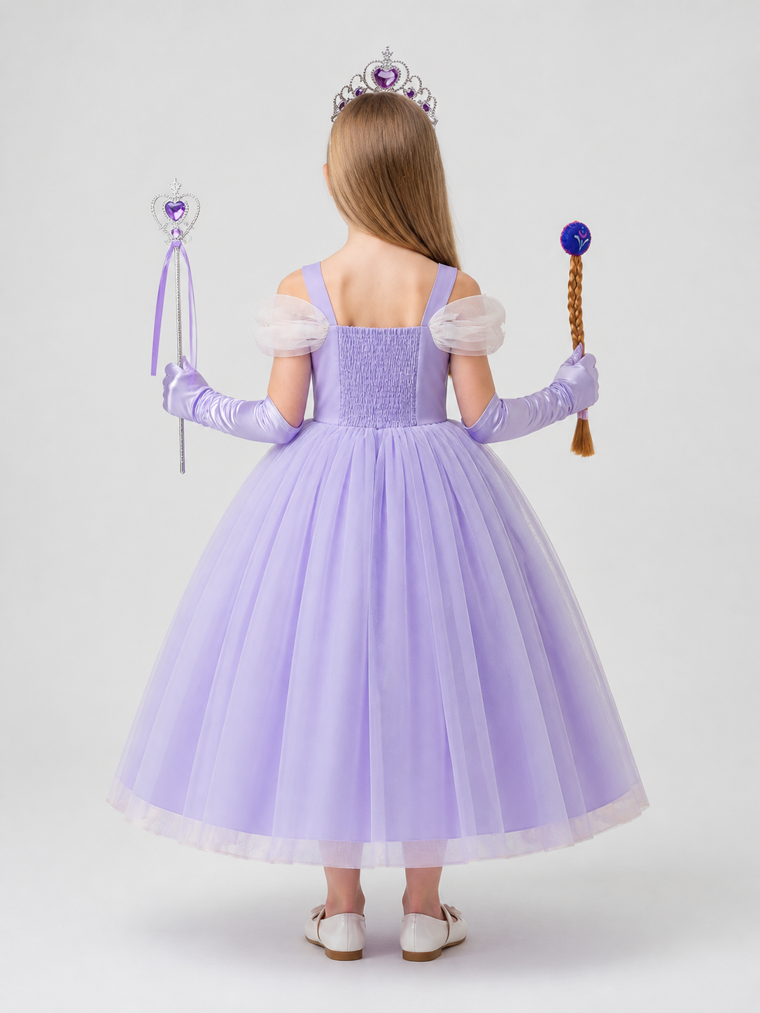 Cinderella Princess Dress with Crown and Accessories back view