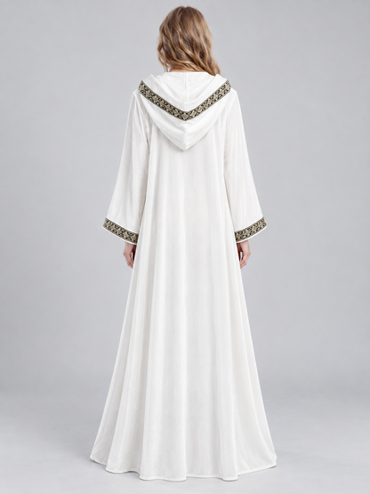 White Velvet Wizard Robe with Hood