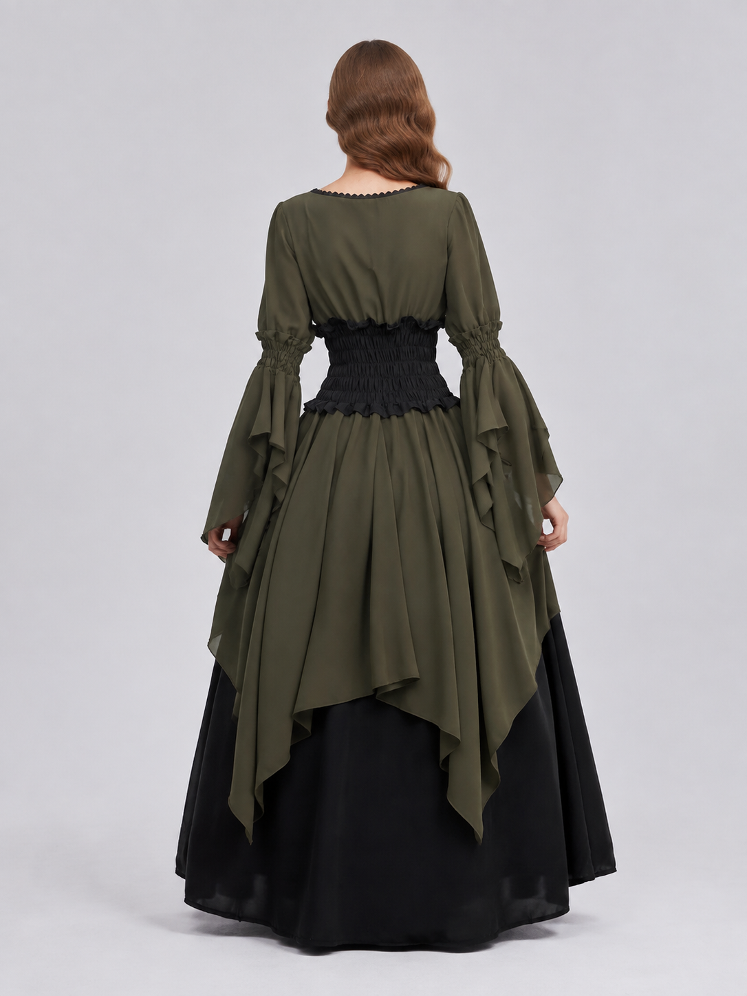 Long Historical-Style Dress with Draping back view