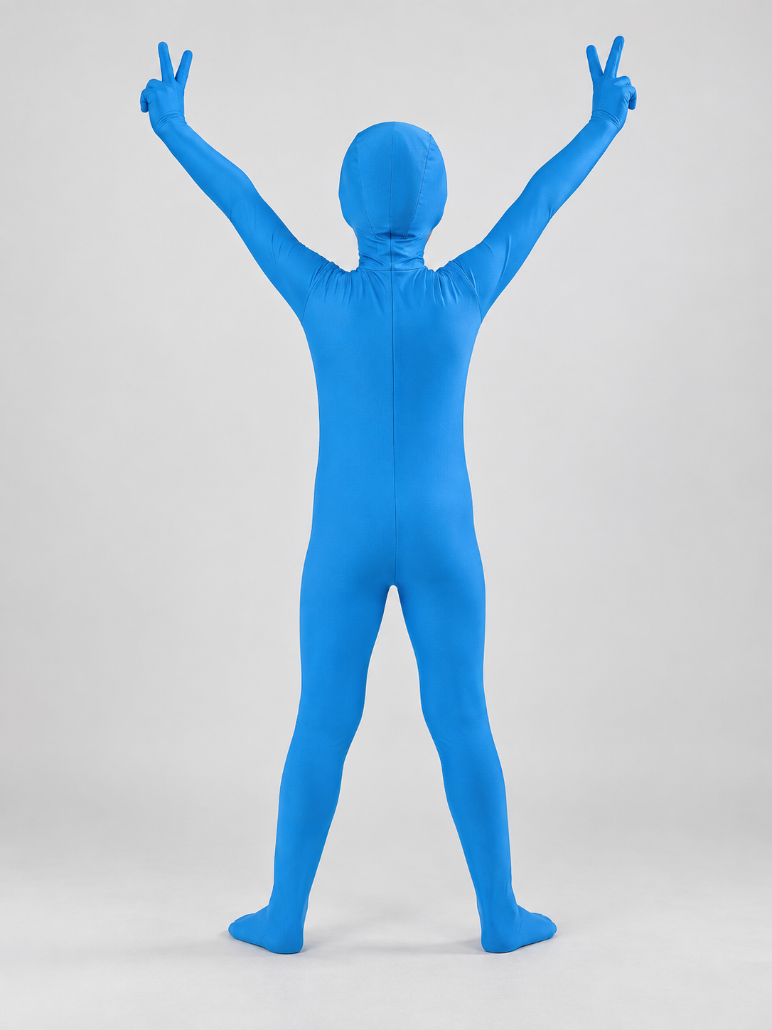 Form-Fitting Bright Blue Full-Body Bodysuit with Closed Head