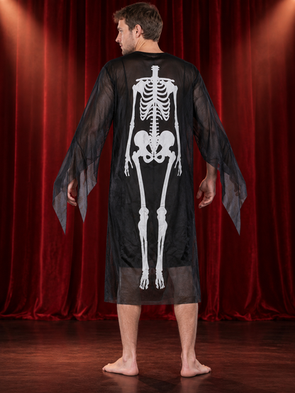 Adult Skeleton Costume with White Print