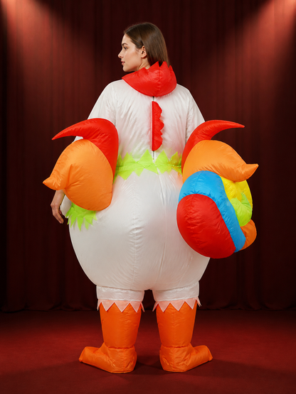 Colorful Inflatable Rooster Costume for Adults, Halloween Party Outfit back view