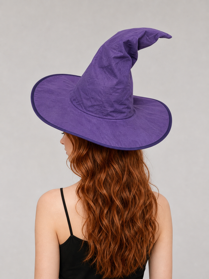 Purple bent-top wide-brim witch hat product view 17
