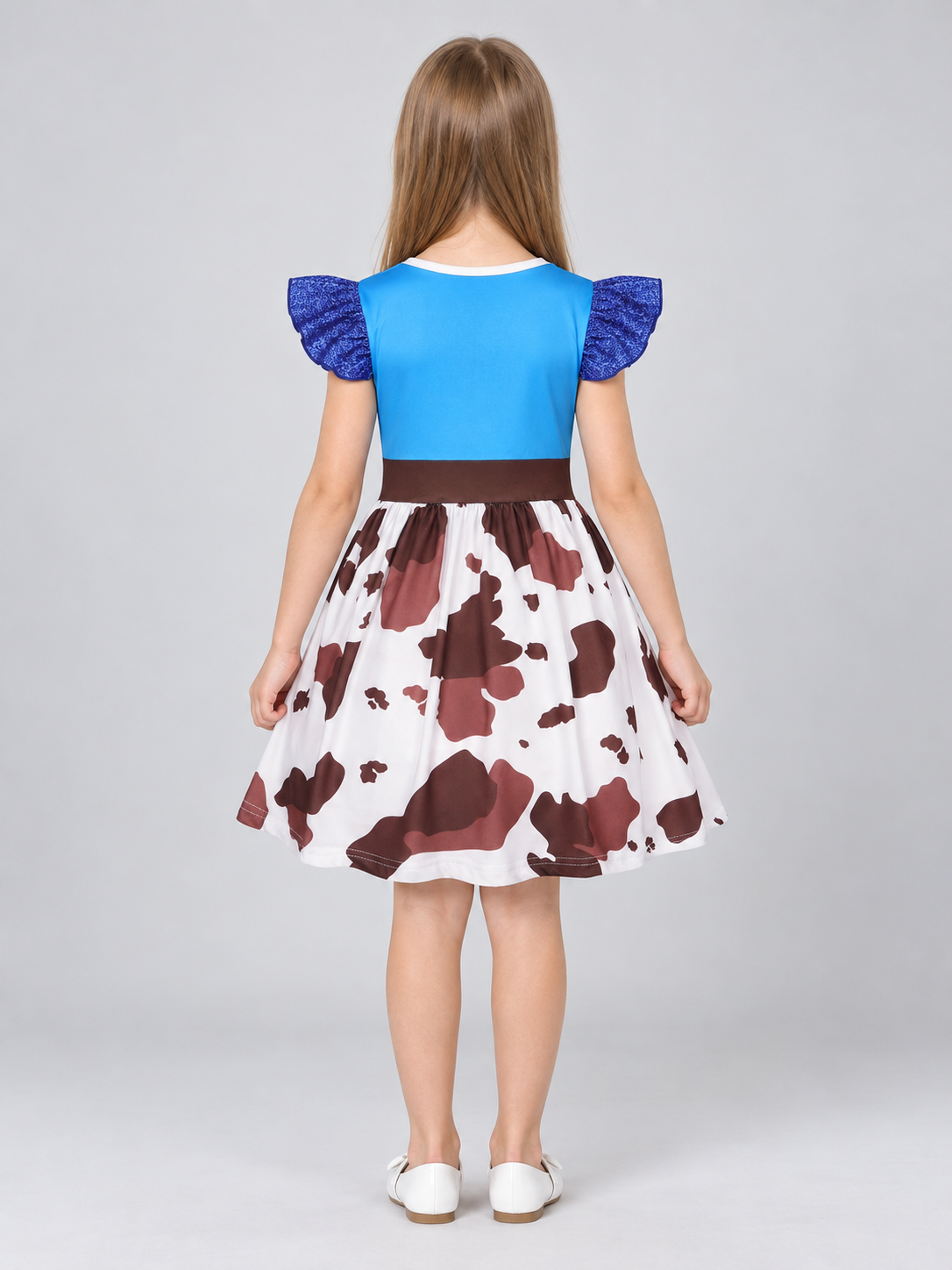 Children's Dress with Blue Bodice and Emblem back view