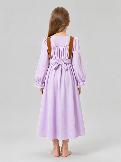 Lavender Dress for Girls with a Corset Panel back view