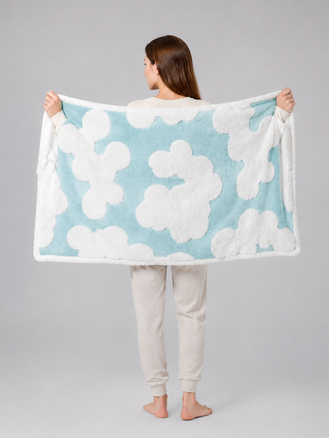 Reversible Pet Blanket with Cloud Pattern back view