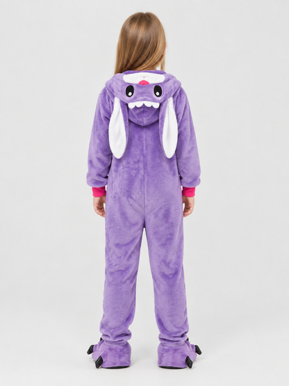 Kids' Purple Hooded One-Piece Pajama
