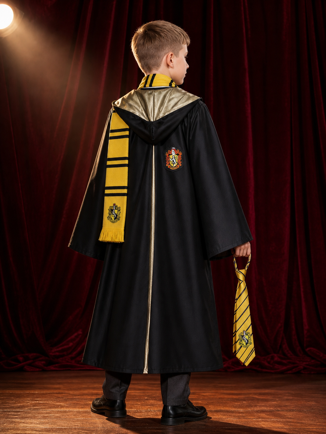 Harry Potter Hufflepuff Robe, 3-Piece Cosplay Set back view