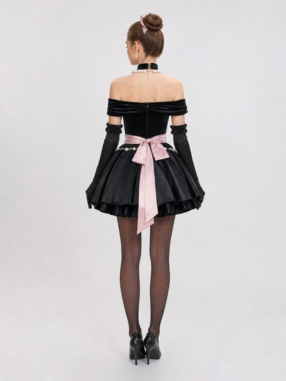 Gothic cosplay dress costume with gloves