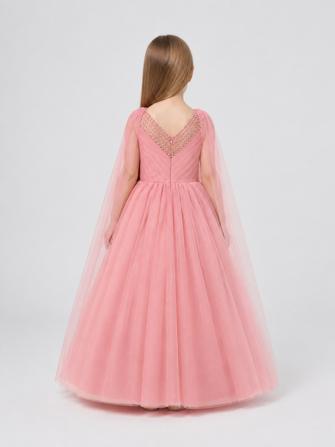 Full Princess Dress with a Tulle Cape Train