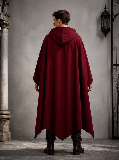Wine Red Hooded Costume Cape product view 30