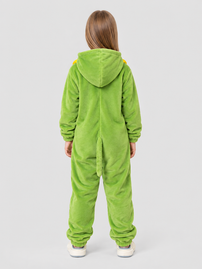 Green Flannel Hooded Pajama Jumpsuit