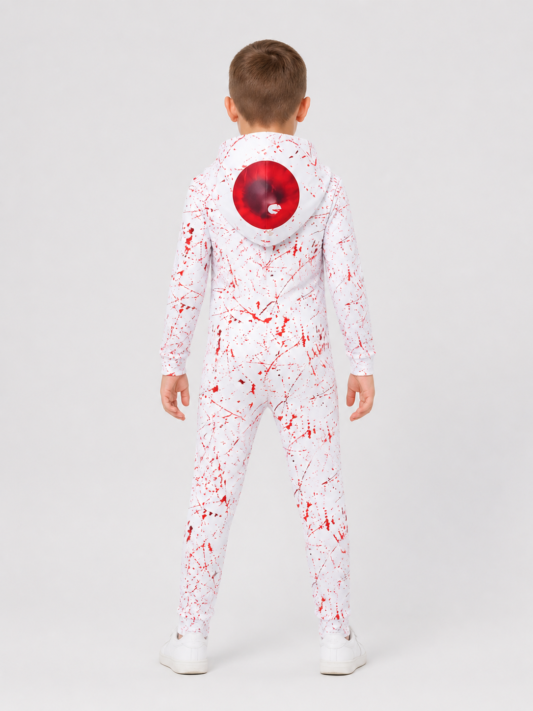 Demon Cosplay Costume with Hood, White and Red back view
