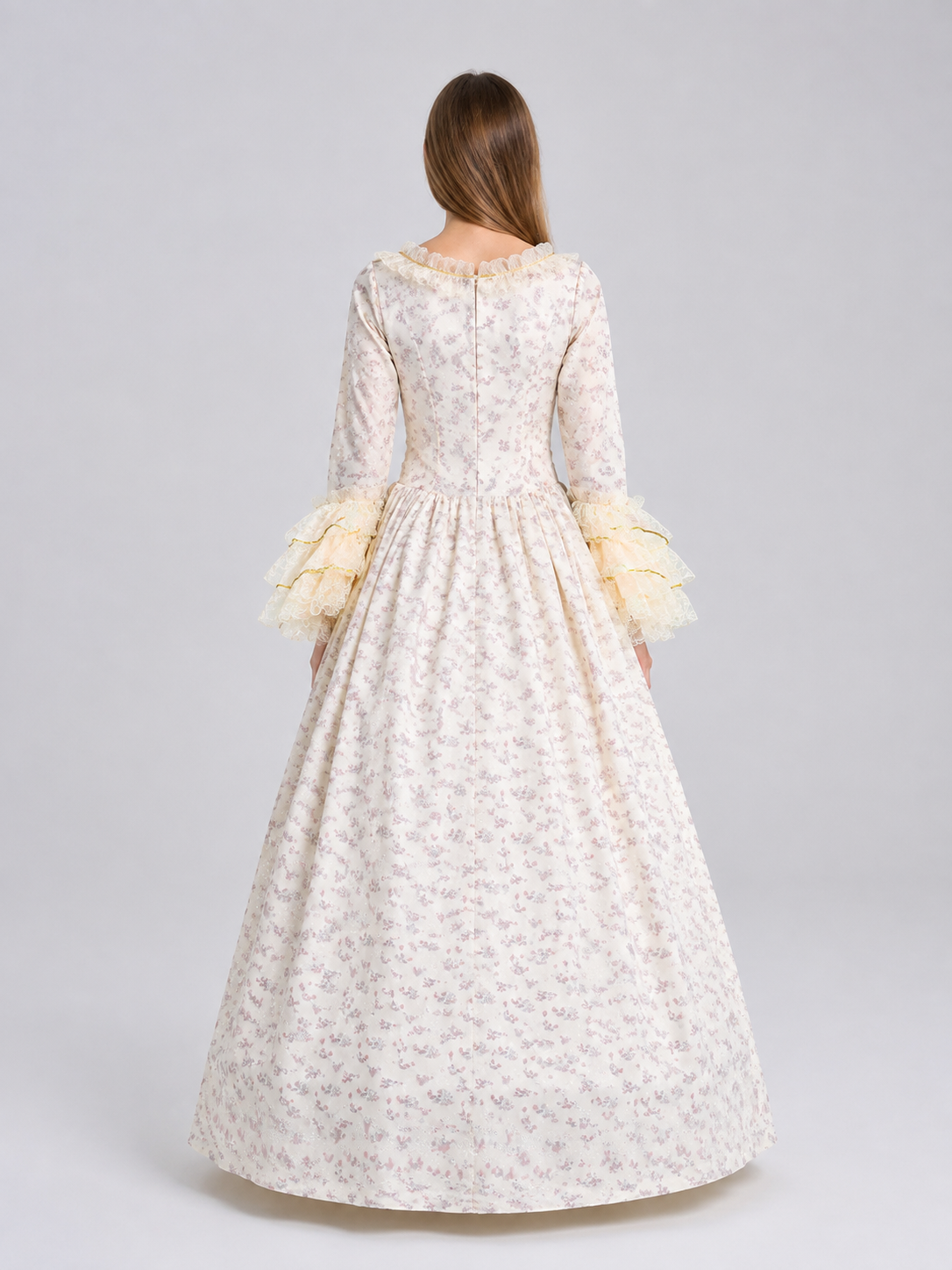 Long Victorian-Style Lace Dress back view