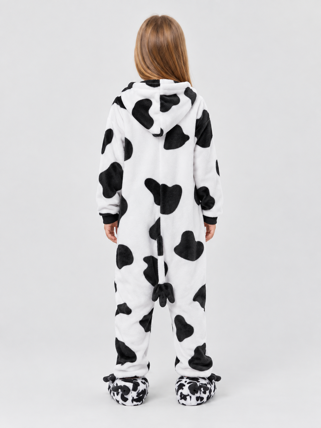 Kids' Hooded Pajama Jumpsuit with Spotted Pattern