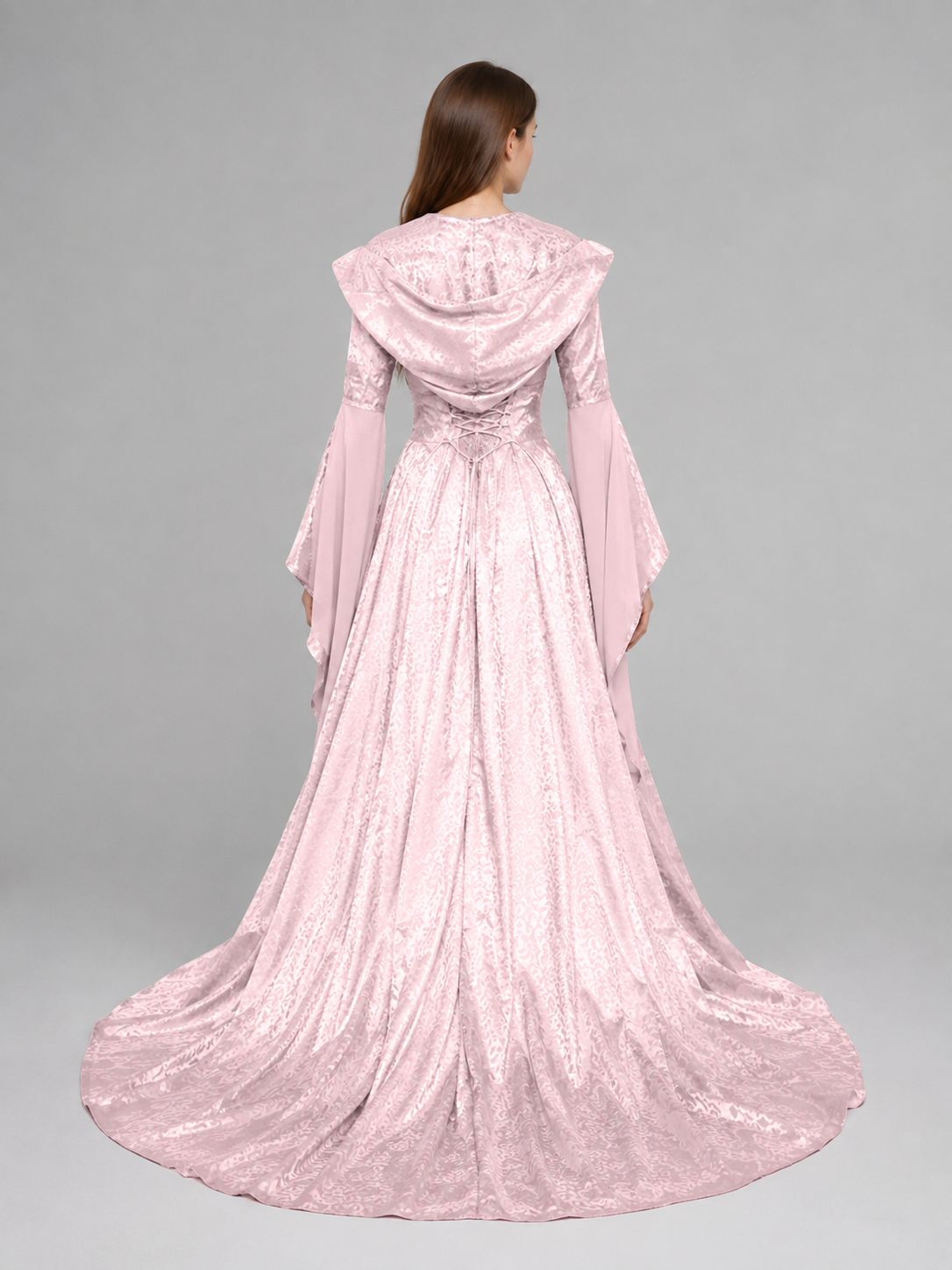 Medieval Hooded Lace-Up Dress back view