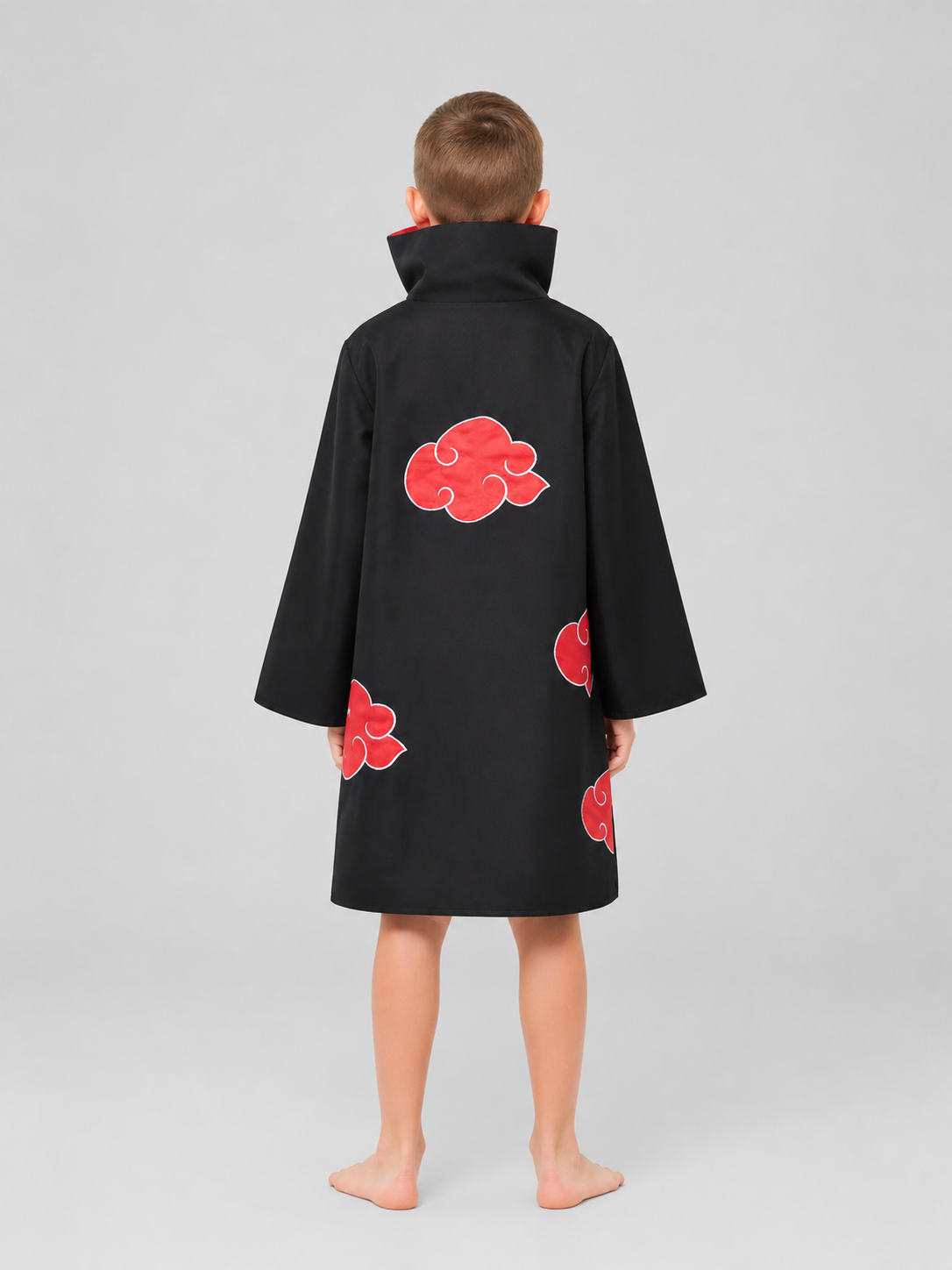 Naruto Akatsuki Cloak for Cosplay, Black with Red Pattern