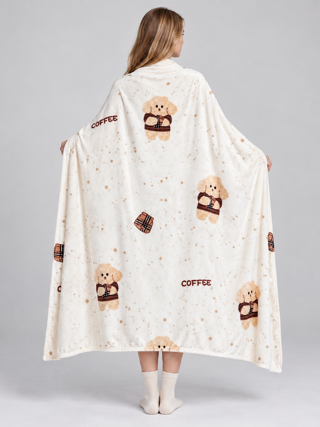 Fleece Blanket with Dog Print and Lettering