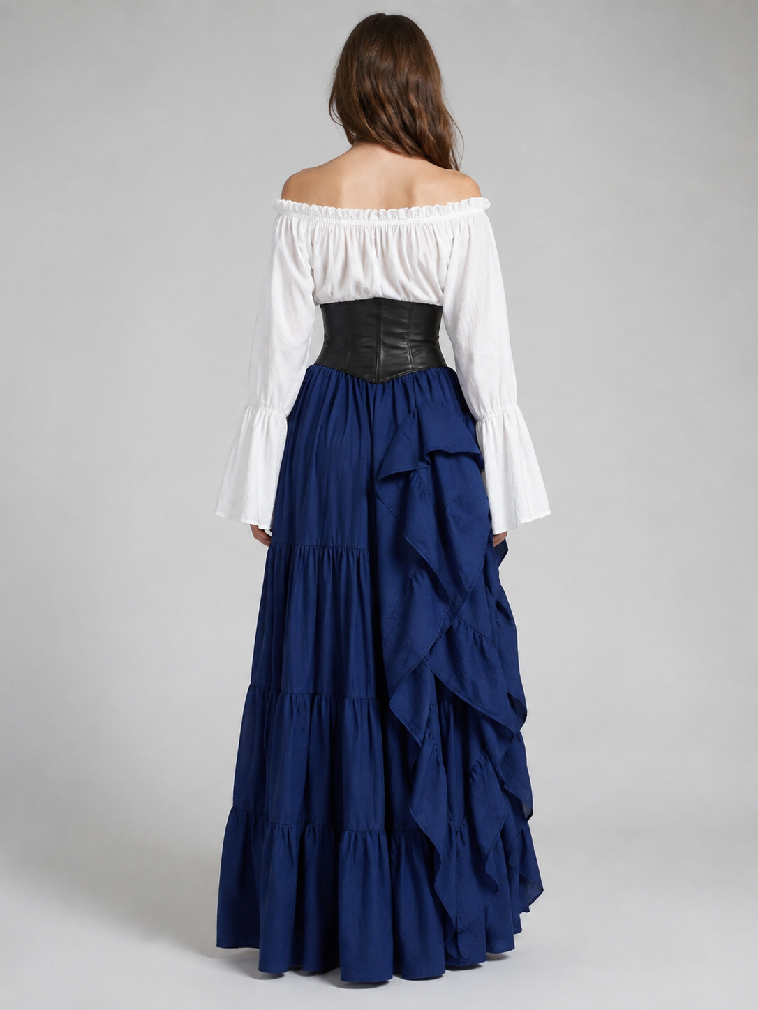 Medieval Maxi Dress with Tiered Skirt back view