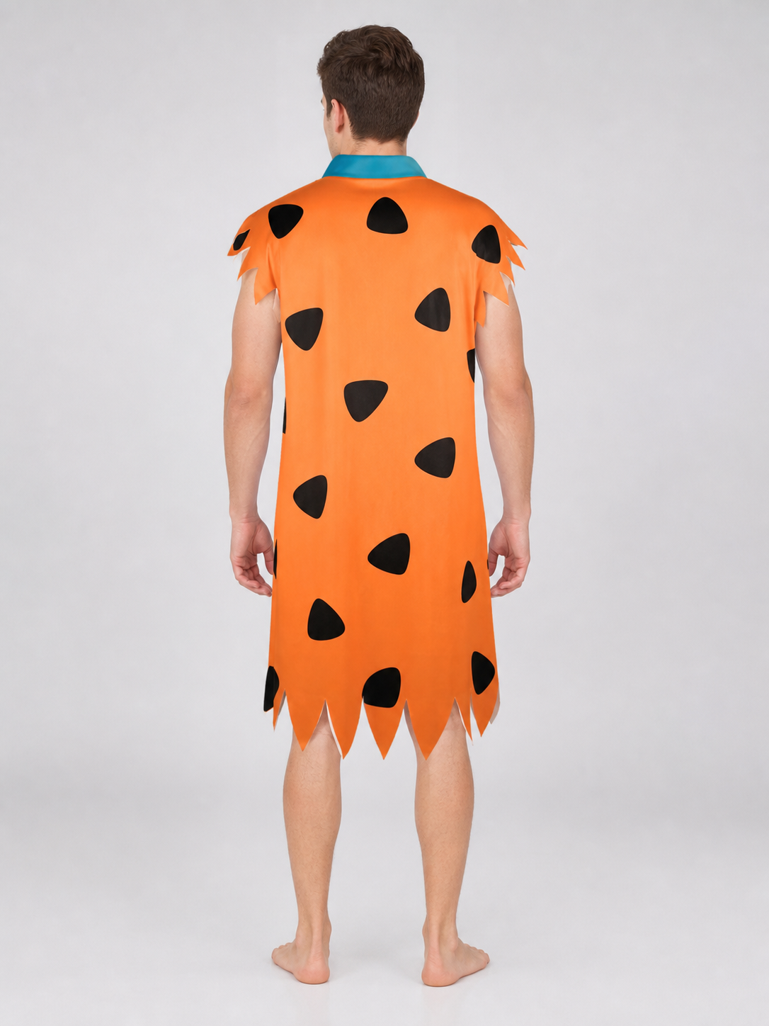 Orange Dress with Black Spots and Blue Accessory back view 7