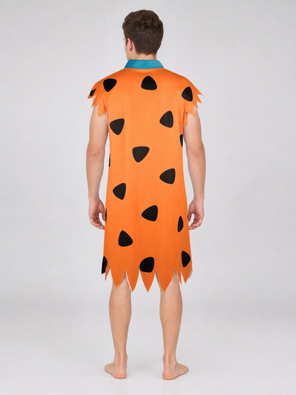 Orange Dress with Black Spots and Blue Accessory back view 7