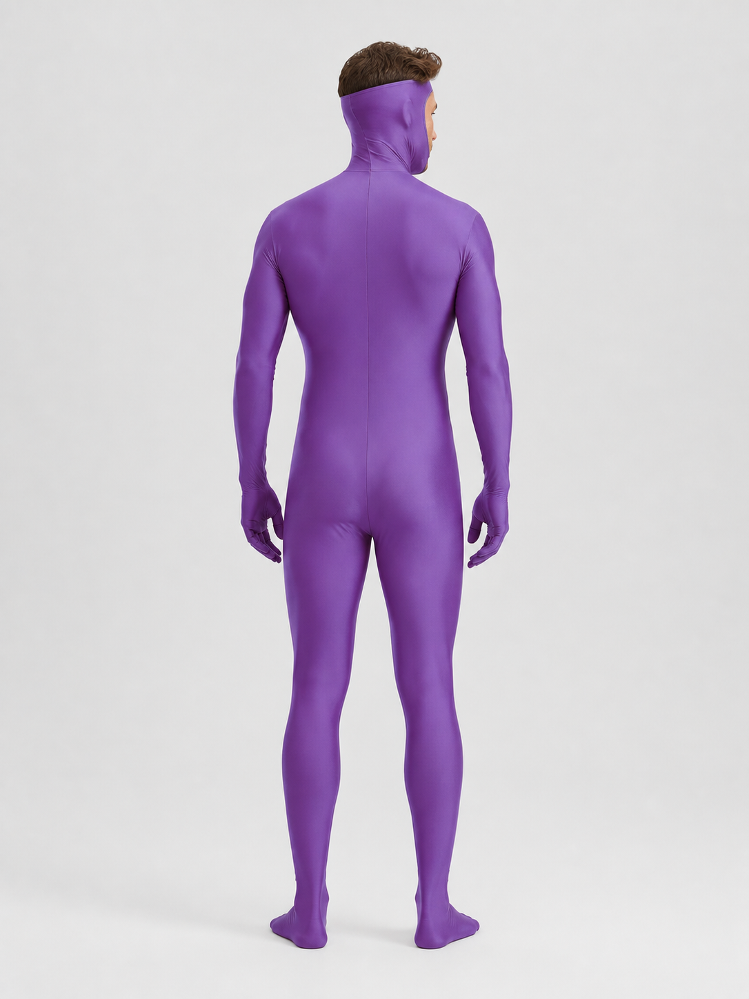Purple Form-Fitting Bodysuit with Open Face back view
