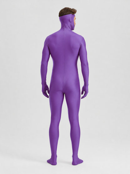 Purple Form-Fitting Bodysuit with Open Face back view