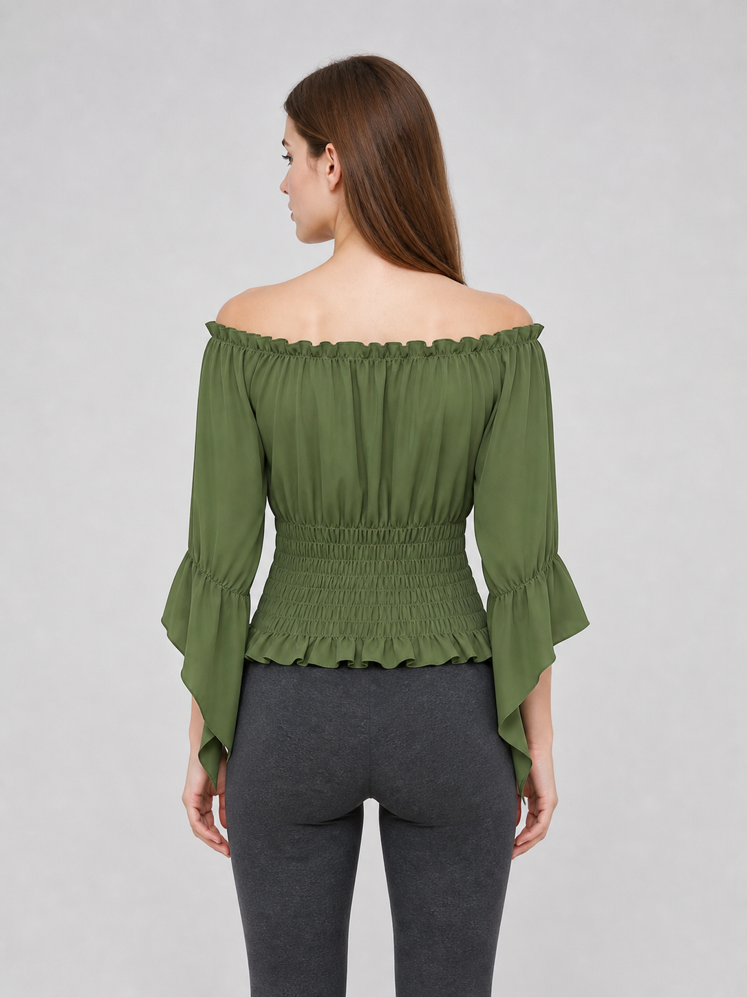 Off-the-Shoulder Blouse with Lacing