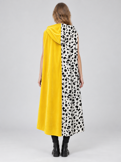 Carnival Cape with Hood, Black and White with Yellow