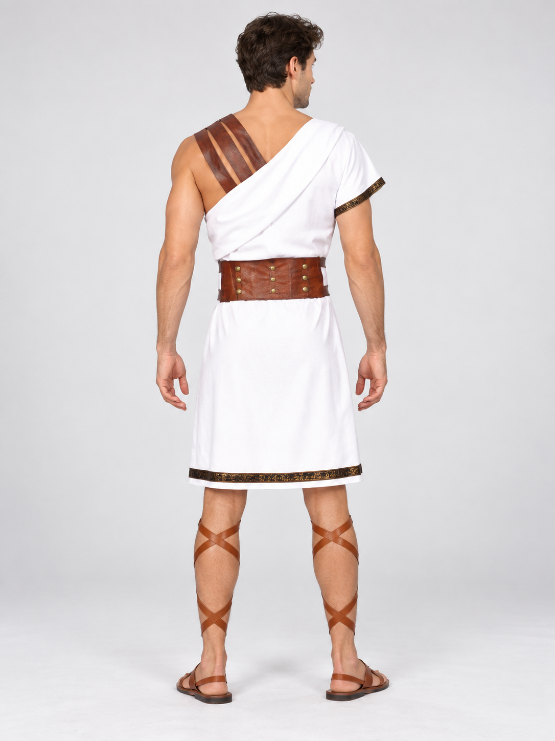 Gladiator Carnival Costume with White Tunic and Belt